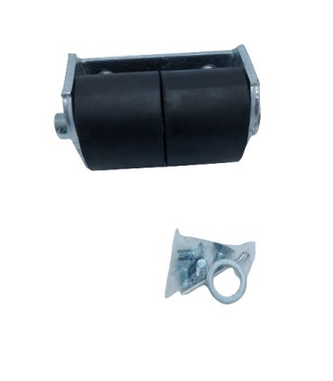 TOPE METÁLICO CON 2 RODILLOS DE CAUCHO CON SOPORTE DE ACERO