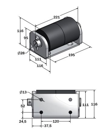 TOPE METÁLICO CON 2 RODILLOS DE CAUCHO CON SOPORTE DE ACERO