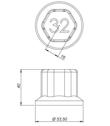 TAPÓN PARA EL TORNILLO DE RUEDA DE DIÁMETRO 32 mm.