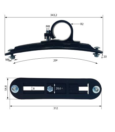 BRIDA SOPORTE GUARDABARROS REGULABLE Ø54 PLÁSTICO