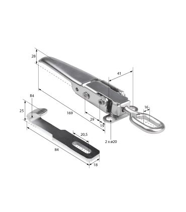 CIERRE DE ANILLA REGULABLE DE VARILLA CON UÑA INOX
