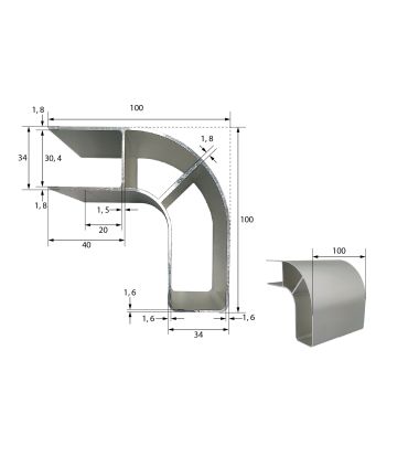 PERFIL VERTICAL DE ALUMINIO ANODIZADO DE 0,1 m