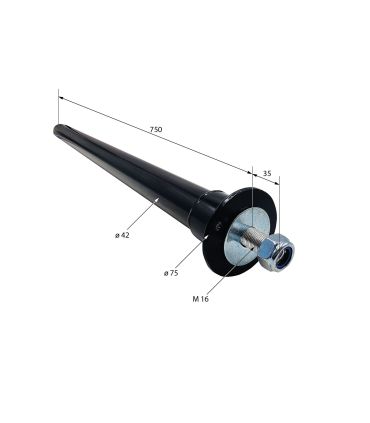 TUBO PARA ALETA NEGRO BASE REDONDA RECTO 750 mm