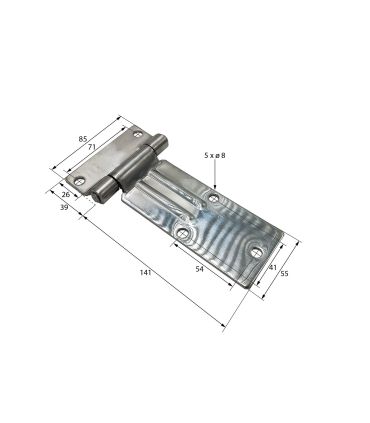BISAGRA LISA NERVIOS CORTOS ACERO INOXIDABLE