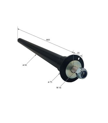 TUBO PARA ALETA NEGRO BASE REDONDA RECTO 665 mm