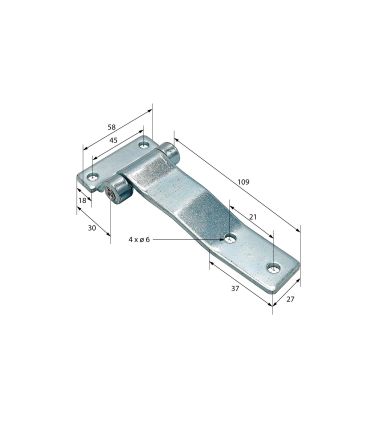 BISAGRA ACODADA ESTRECHA ACERO CINCADO