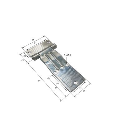 BISAGRA ACODADA NERVIOS CORTOS ACERO INOXIDABLE