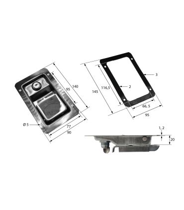 CIERRE CAJÓN EMPOTRADO INOX 140x90 mm. con Apertura Interior