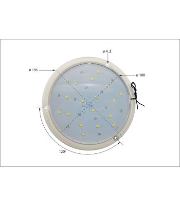 PLAFÓN REDONDO DE LED Ø19,5 cm. 800 LÚMENES 12/24 V.