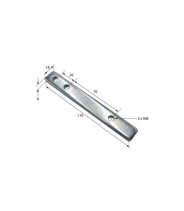 PLETINA DE 3 AGUJEROS ROSCADOS