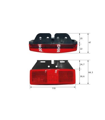 PILOTO DE POSICIÓN ROJO CON SOPORTE EN L