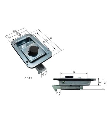 CIERRE DE CAJÓN DE HERRAMIENTAS, CERRADURA CON LLAVE ACERO CINCADO