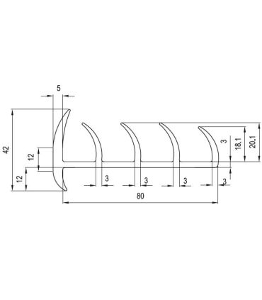 JUNTA DE PUERTA FRIGORÍFICA 80 mm EPDM NEGRA