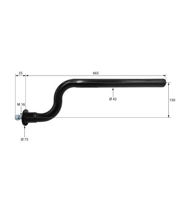 TUBO PARA ALETA BASE REDONDA CURVO 665 mm