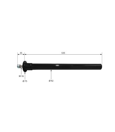 TUBO PARA ALETA NEGRO BASE REDONDA RECTO 535 mm