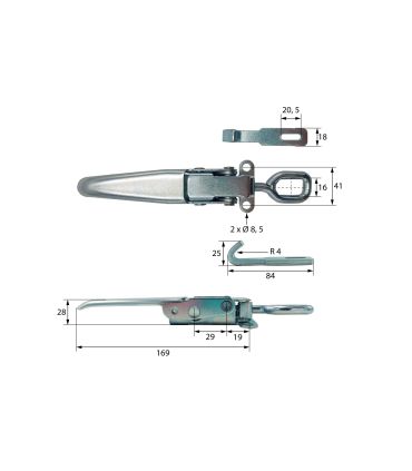 CIERRE EXCÉNTRICO, CIERRE DE ANILLA REGULABLE DE VARILLA CON UÑA