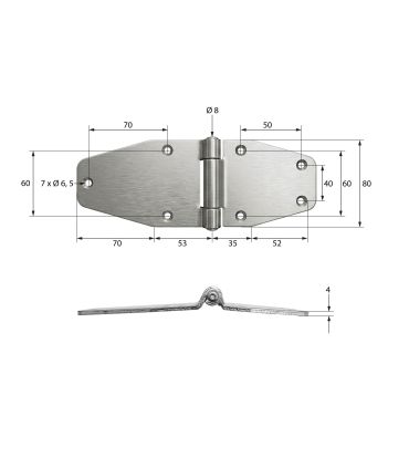 BISAGRA LATERAL ACERO INOXIDABLE