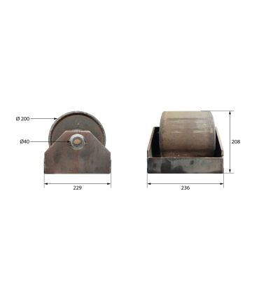 RODILLO VOLQUETE CONTENEDOR ESCOMBRO COMPACTADORA BASE ACERO BRUTO