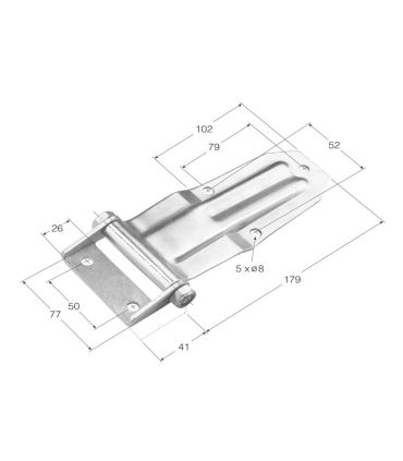 BISAGRA ACODADA NERVIO ANCHO ACERO INOXIDABLE