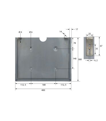 SOPORTE PARA PLACAS INTERCAMBIABLE DE 135 mm - 400 x 300 mm ACERO INOXIDABLE