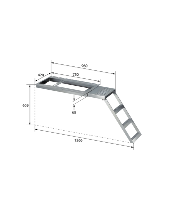 ESCALERA ESCAMOTEABLE DE 3 PELDAÑOS CON PLATAFORMA SUPERIOR