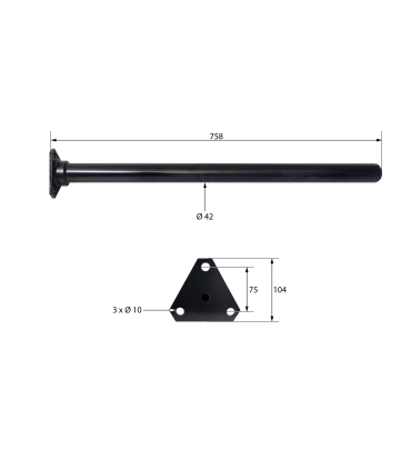 TUBO PARA ALETA BASE TRIANGULAR LARGO NEGRO